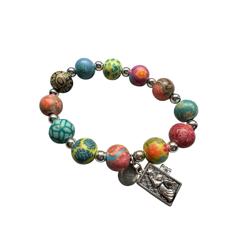 Jilzara Premium Clay Bead Stretch Bracelet Multicolor Angel Box Charm